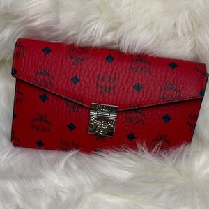 MCM Red Leather Clutch